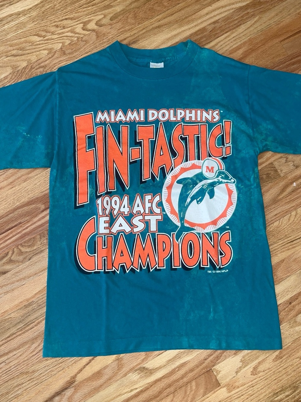 Vintage Miami Dolphins Teal 'Fin-Tastic' 1994 AFC East Champions T-Shirt